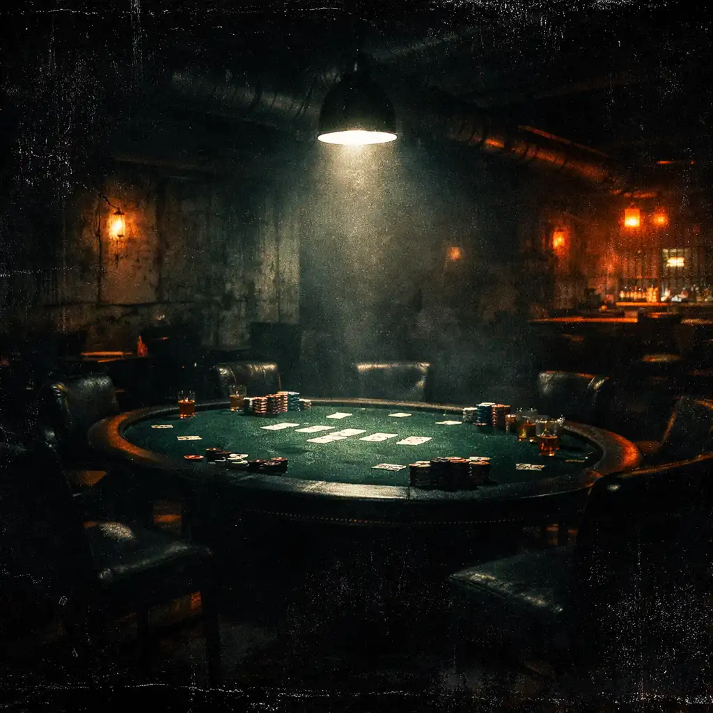 Sötét underground étterem poker asztallal